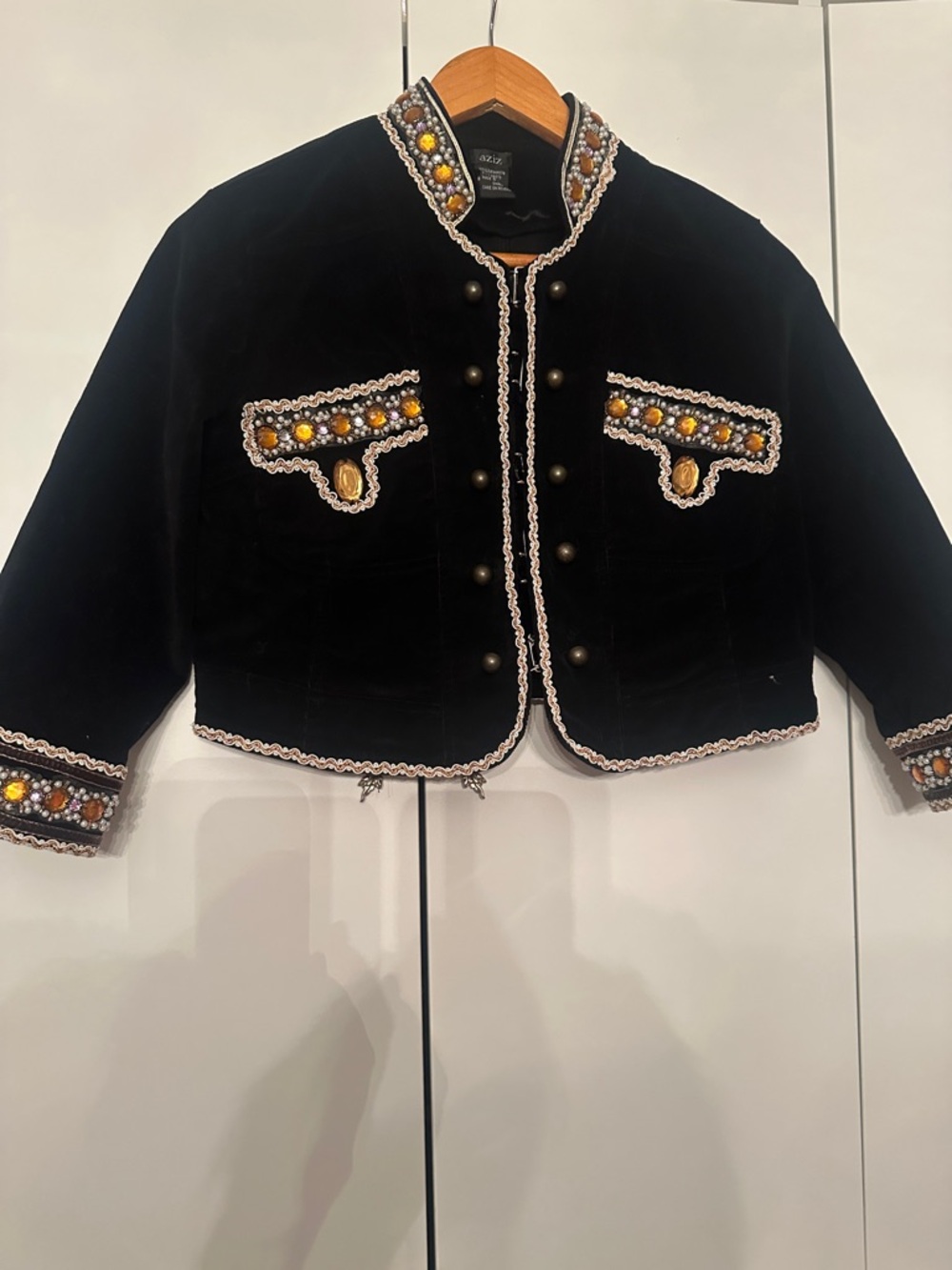 Black Velvet Beaded Cropped Jacket